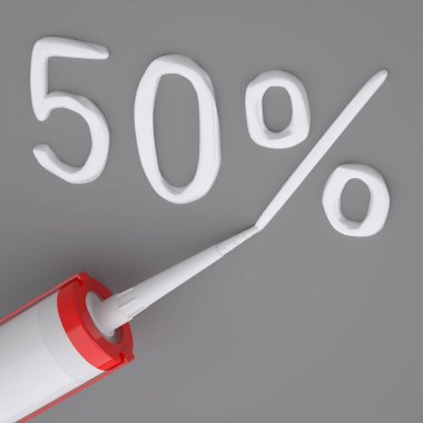 Silah aracı, gri arka plan üzerinde izole tutkal yüzde 50 kalafat. 3D render