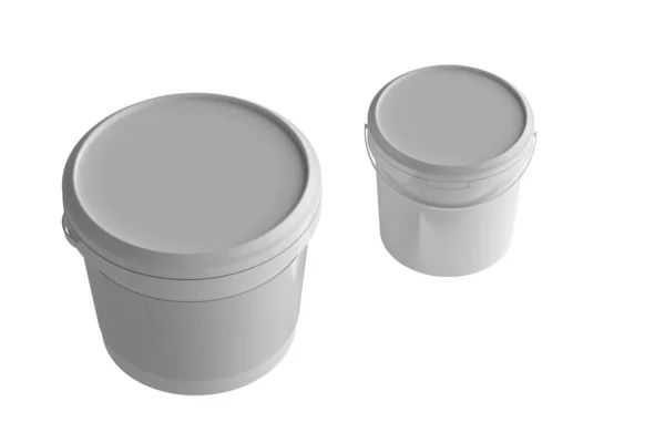 白色塑料桶 3D渲染 — 图库照片