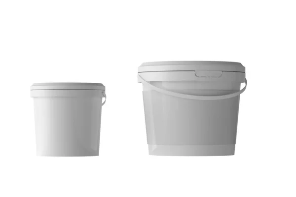 White Plastic Bucket Render — Stock Photo, Image