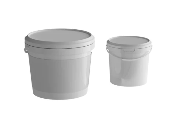 White Plastic Bucket Render — Stock Photo, Image