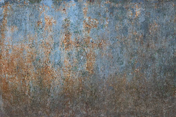 Oude Metalen Plaat Met Gebarsten Blauwe Verf Roest Achtergrond Textuur — Stockfoto
