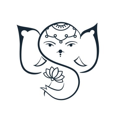 Nilüfer çiçekli geleneksel Lord Ganesha tarzı.