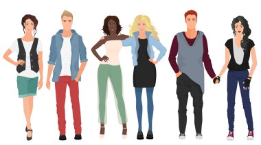 Güzel kızlar modelleri çiftler izole casual modern moda giysileri ile yakışıklı genç adamlar. İnsanlar çiftler.
