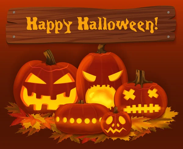 Halloween pompoen vector achtergrond. Eng horror ontwerp poster ontwerp. — Stockvector