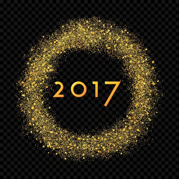 Новий рік 2017 абстрактні золото виблискуючих дощ зоряного пилу коло на фоні альфа-transperant. Rich Золотий вибухом конфетті ефект. Нью-Йорк розкіш 2017 банер. — стоковий вектор