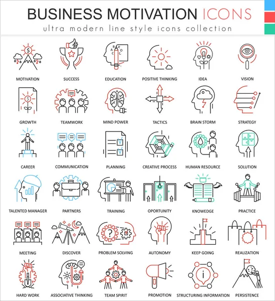 Vektor-Business-Motivation und Disziplin Ultramoderne Farbskizzen-Icons für Apps und Webdesign. — Stockvektor