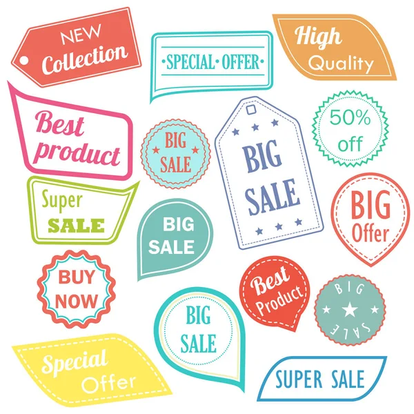 Moderne platte ontwerp verkoop stickers. Verkoop hipster badges collectie, product promoties, online winkelen banners. — Stockvector