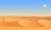 Karikatúra jellegű üres homokos sivatagi táj vektoros illusztráció.