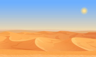 Cartoon nature empty sand desert landscape vector illustration. clipart