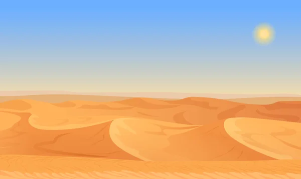 Cartoon nature empty sand desert landscape vector illustration. — Stock Vector