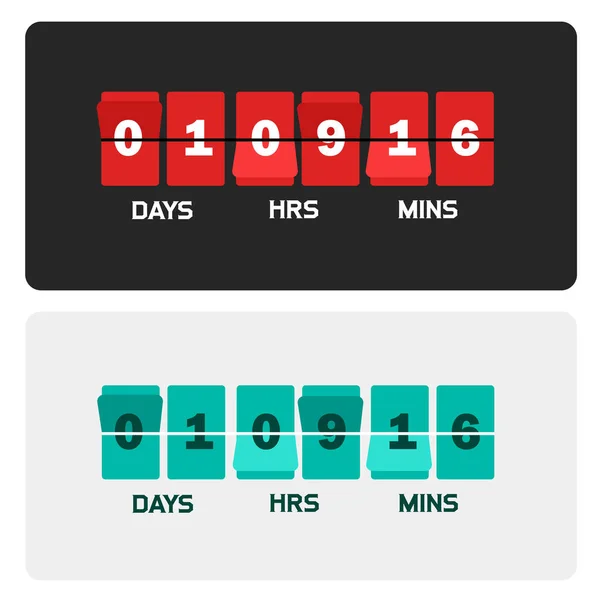 Compte à rebours horloge chiffres conseil Nouvel an et minuterie de vente de Noël. Modèle de compteur de nombre bannière, tous les chiffres avec flips inclus . — Image vectorielle