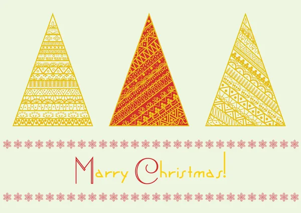 Vektor-Weihnachtsbaumset mit geometrischen Linienmusterelementen. Heiraten Sie Weihnachten und ein glückliches neues Jahr Feiertagsschmuck. — Stockvektor