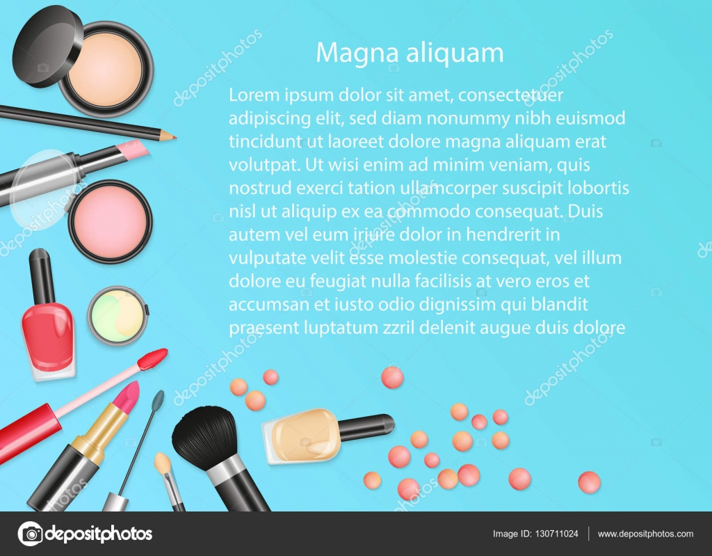 Beauty cosmetics Makeup with cosmetic tools. Colorful cosmetics background, brushes and other