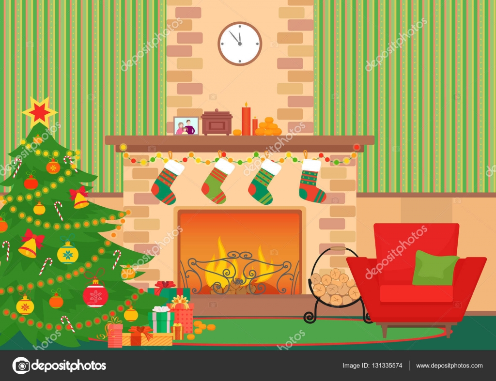 Christmas Livingroom Flat Interior