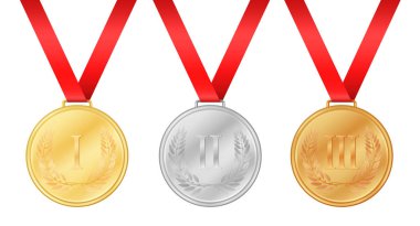 Üç Olimpiyat Oyunları madalya. Altın madalya. Gümüş madalya. Bronz madalya. Madalya defne yaprağı. Şampiyonluk Ödülü.