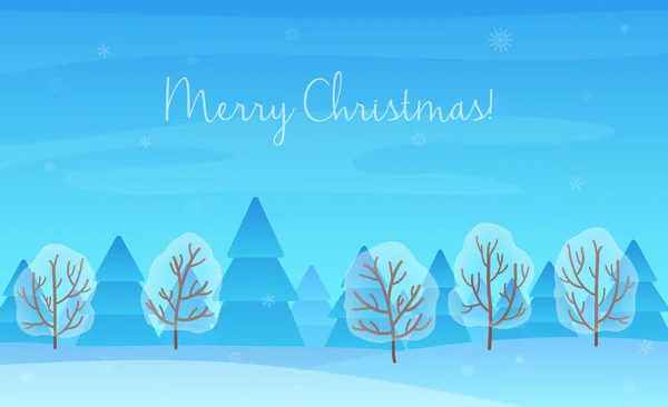 Beau fond de paysage d'hiver de Noël. Bois de forêt de Noël. Carte de vœux vectoriel Nouvel An . — Image vectorielle