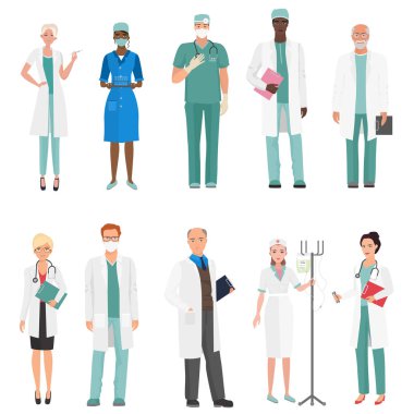 Hastane sağlık personeli doktorlar. Doktorlar ve hemşireler grup ayarla.