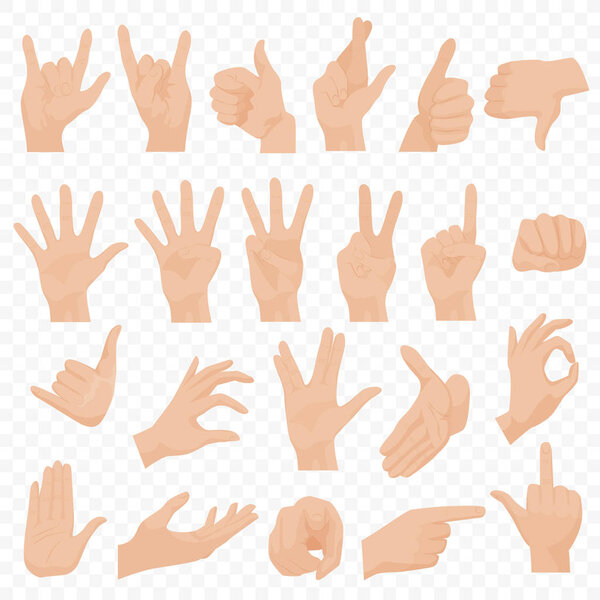 Реалистичные человеческие руки иконы и символы набор. Иконки рук Эмодзи. Различные жесты, руки, сигналы и знаки эмоций векторная иллюстрация
.