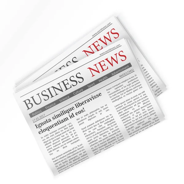 Periódico. Noticias de negocios. Periódicos regionales noticias empresariales . — Vector de stock