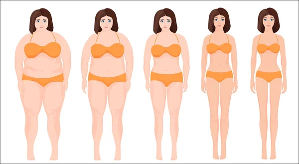 Kadın diyet kavramı. kadın zayıflama sahne ilerleme. Erkek önce ve sonra bir diyet.