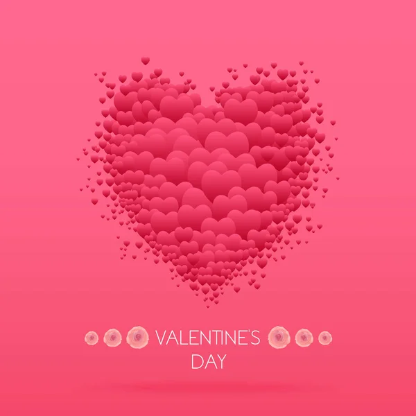 心と幸せのバレンタインの日カード。バレンタイン愛のベクトル. — ストックベクタ