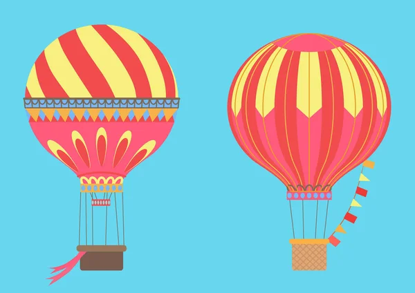 Oldtimer-Heißluftballons am Himmel. Vektorillustration. — Stockvektor