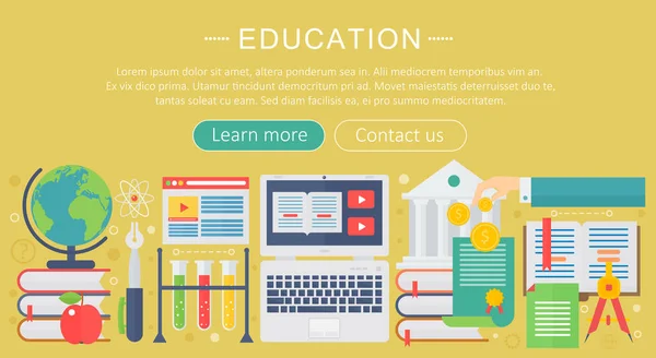 Ensemble d'icônes de concept de design plat pour les services et applications Web et mobiles. Icônes pour l'éducation, l'éducation en ligne, l'apprentissage en ligne infographie design, éléments web, bannières d'affiches. Illustration vectorielle . — Image vectorielle