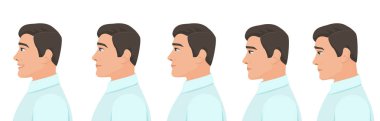Erkek profil avatar ifadeleri ayarlayın. Adam yüz profili duygulardan hüzün mutluluk.
