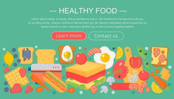 पाक कला संग्रह, स्वस्थ खाद्य इन्फोग्राफिक्स टेम्पलेट डिजाइन, वेब हेडर तत्व, पोस्टर बैनर। खाद्य वेक्टर चित्रण . — स्टॉक वेक्टर