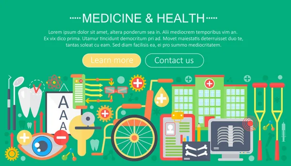 Medizin- und Gesundheitsdesign-Konzeptset mit Infografik-Vorlagendesign, Web-Header-Elementen, Plakatbanner. Vektorillustration. — Stockvektor