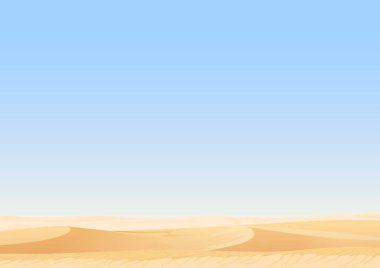 Boş gökyüzü çöl dunes Mısır manzara arka plan vektör. Doğa resimde kum.