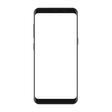 Modern vektör smartphone boş beyaz ekran ile yeni sürümü. Çerçevesiz ekran smartphone.