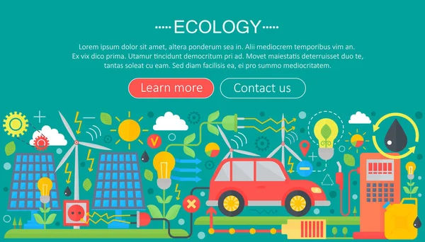 Сучасна концепція плоскої інфографічної екології. Зелена енергія альтернативне паливо. Плакат заголовка веб-сайту . — стоковий вектор