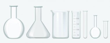 Chemical Science Equipment set. Laboratory glass equipment vector illustration. clipart