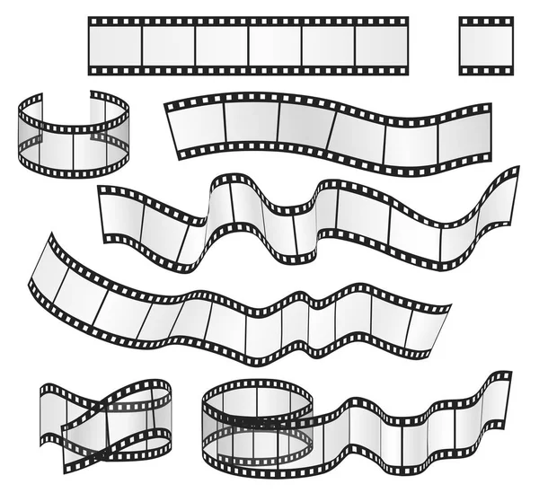 Conjunto de tiras de filme vetorial. Coleção de quadros de filme. Ilustração vetorial . — Vetor de Stock