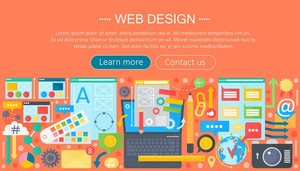 Web-Design flaches Konzept. Programmierung Apps Infografik Vorlage Header-Design. Vektorillustration. — Stockvektor