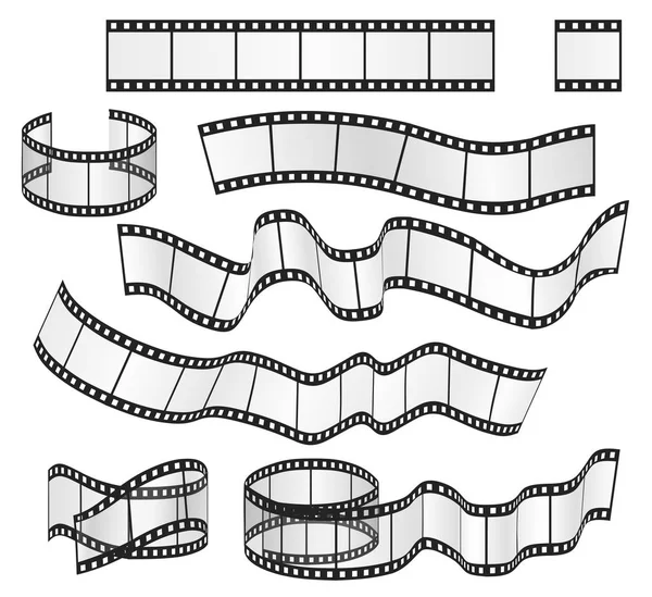 Set de tira de película vectorial. Colección de marcos de película. Ilustración vectorial . — Vector de stock