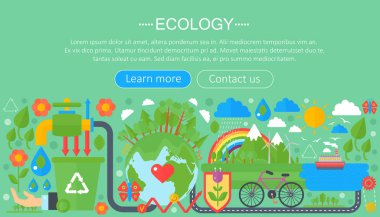 Modern düz Infographic ekoloji kavramı. Yeşil enerji alternatif yakıt. Web başlık afiş.