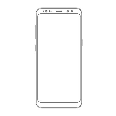 Çizim modern smartphone anahat. Zarif ince çizgi stil tasarım.