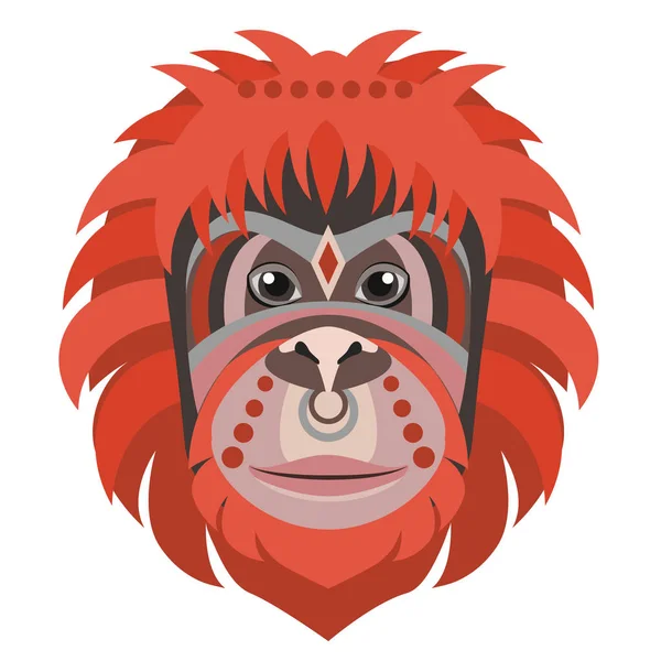 Logotipo de cabeça de orangotango. Monkey Vector decorativo emblema ilustração . — Vetor de Stock
