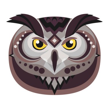 Baykuş kafası Logo. Vektör dekoratif amblemi.