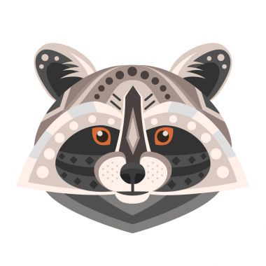 Rakun Logo kafa. Vektör dekoratif amblemi.