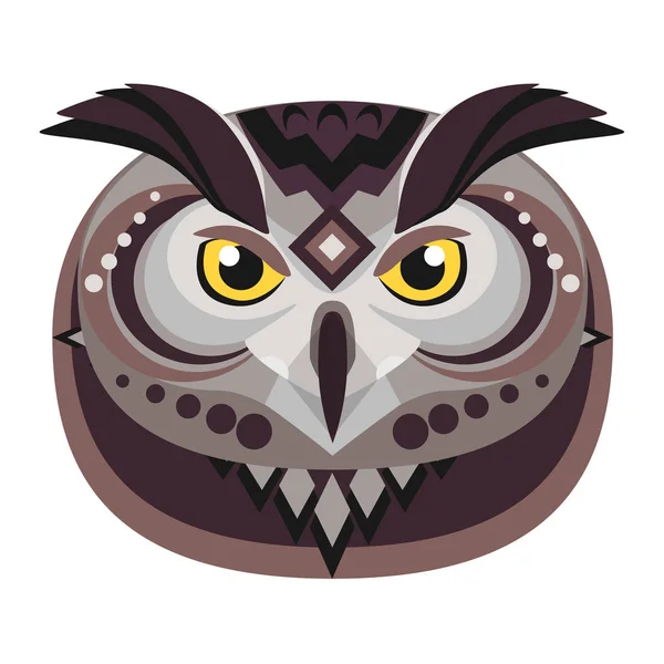 Uil hoofd Logo. Vector decoratieve embleem. — Stockvector