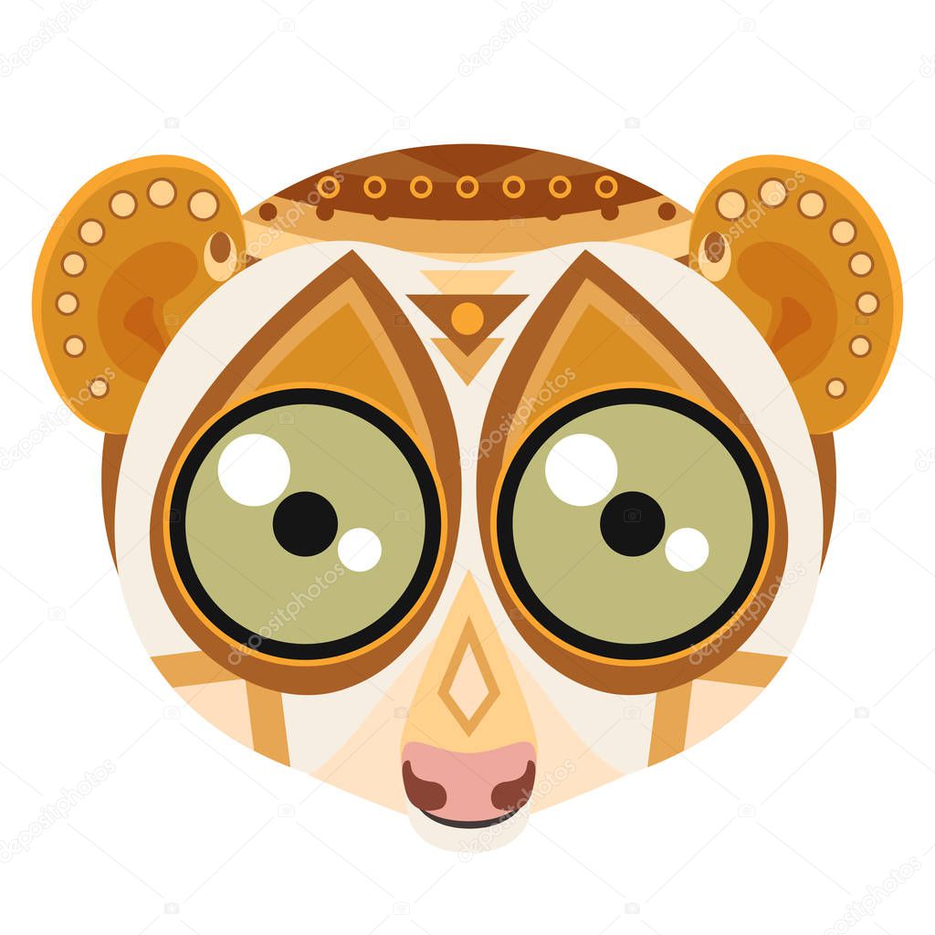 Lemur head Logo. Monkey vector decorative emblem isolated