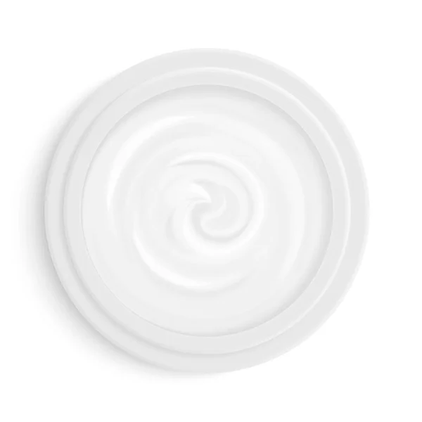 Witte cosmetica crème in pakket container bovenaanzicht. Cosmetisch product voor zorg van de huid van het gezicht. Vectorillustratie. — Stockvector