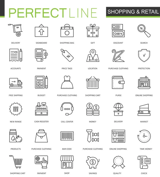 Shopping and retail thin line web icons set. Online shopping Outline stroke icons design. — Stock Vector
