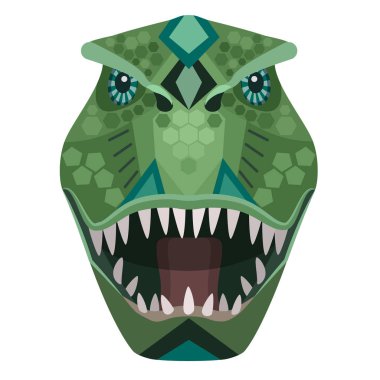 Angry t-rex raptor head Logo. Vector decorative Emblem. clipart