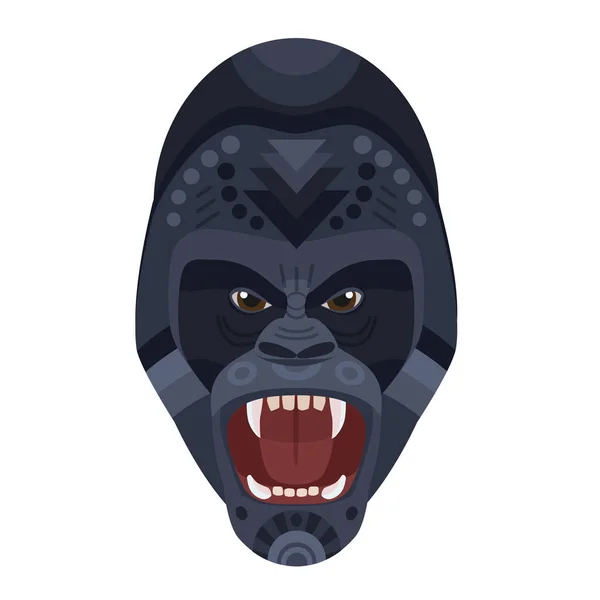 Arga vilda vildsinta gorilla skrikande huvud logotypen. Vector dekorativa Emblem. — Stock vektor