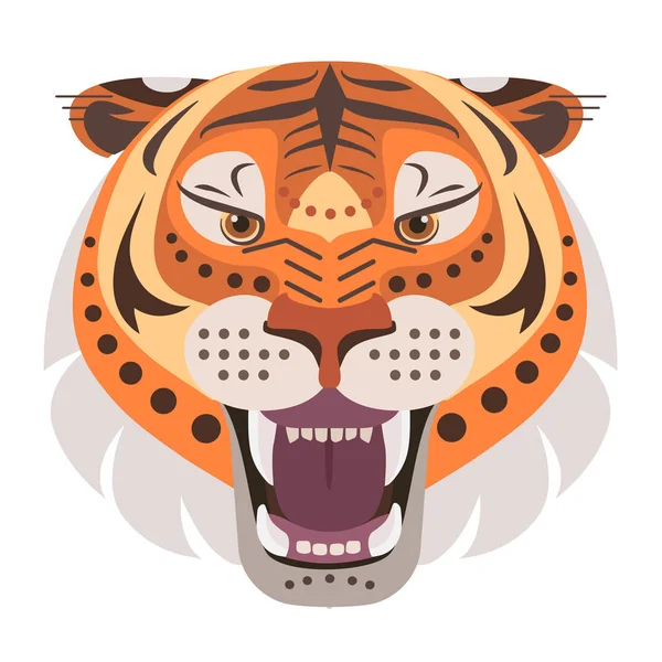 Angry tiger head Logo. Vector decorative Emblem. — Stock Vector