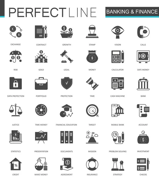 Black classic Conjunto de iconos web de banca y finanzas . — Archivo Imágenes Vectoriales